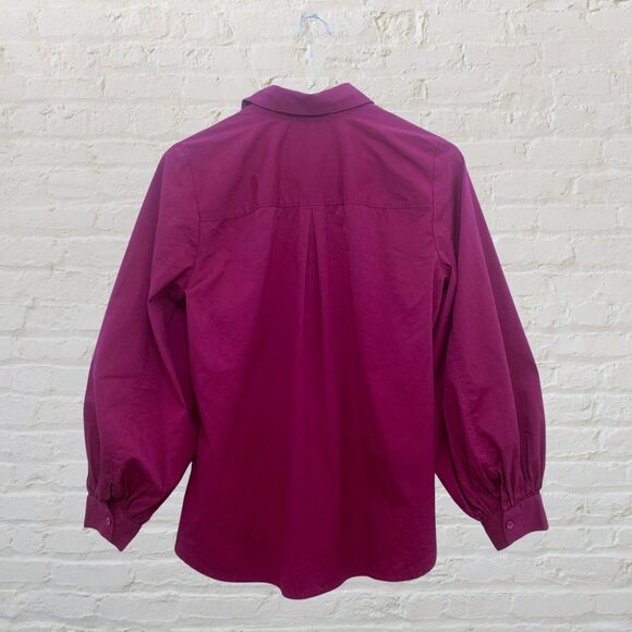 Chico's Rubellite Fuchsia Puff Sleeve Pocket Blouse Size 1/ US M - Picture 3 of 16